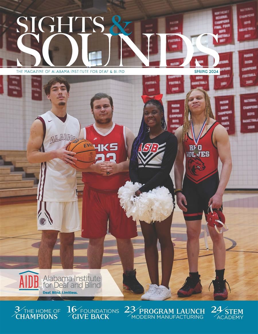 Cover of Sights and Sounds Spring 24 featuring athletes from ASB, ASD, and HKS.
